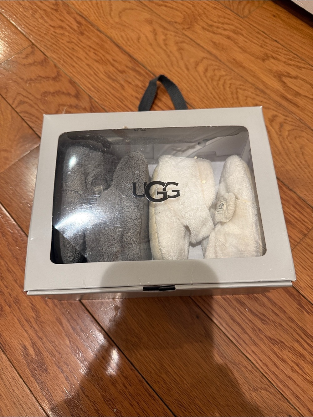 UGG Cozy Plush Slipper Gift Set in Gray and Cream